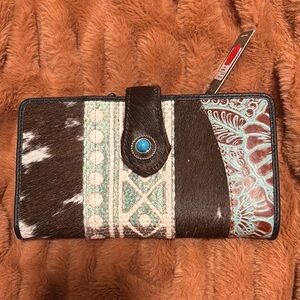 Brown and Turquoise Wallet with Western Design